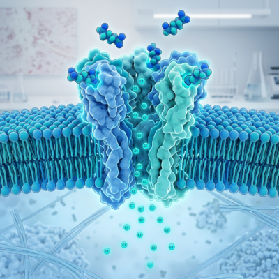 GABA-A receptor with chloride ions flowing